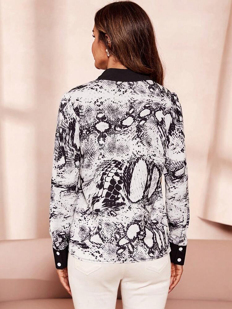 Snakeskin Print Button Front Shirt