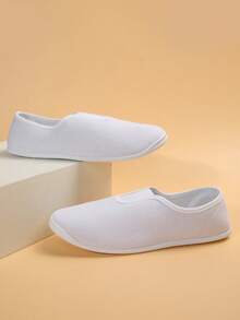 Ladies' Flat Sole Shoes - White - View 2