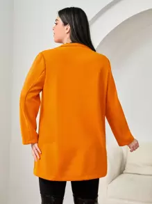 Flirla Talla grande Abrigo de cuello con solapa con parte delantera abierta - Naranja - Ver 2
