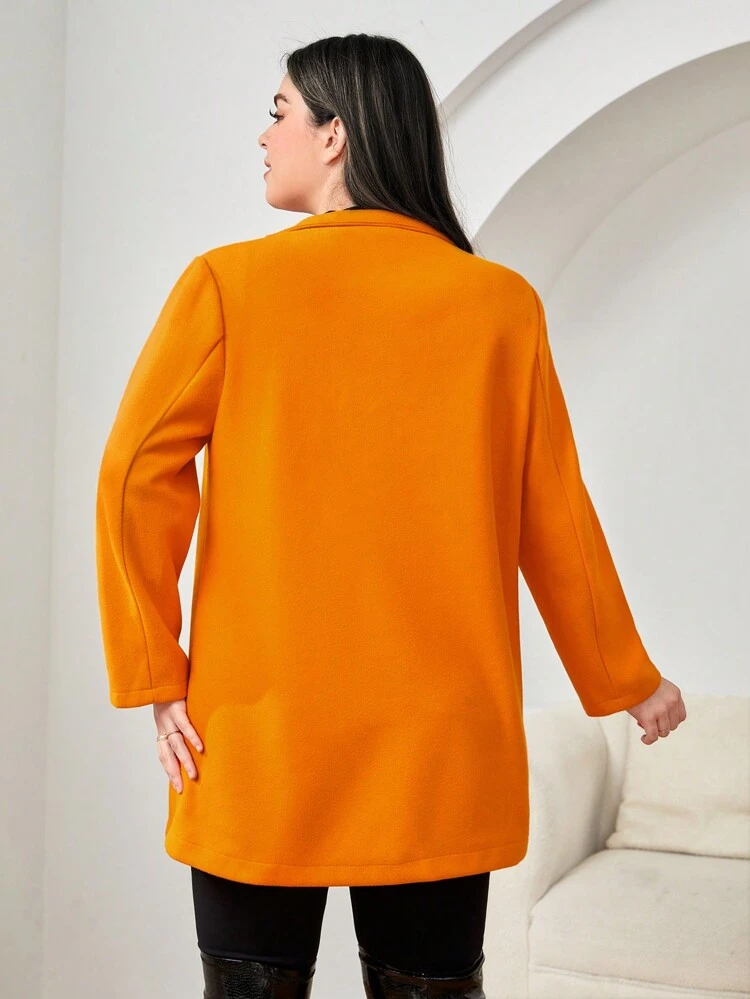 Plus Lapel Neck Open Front Overcoat