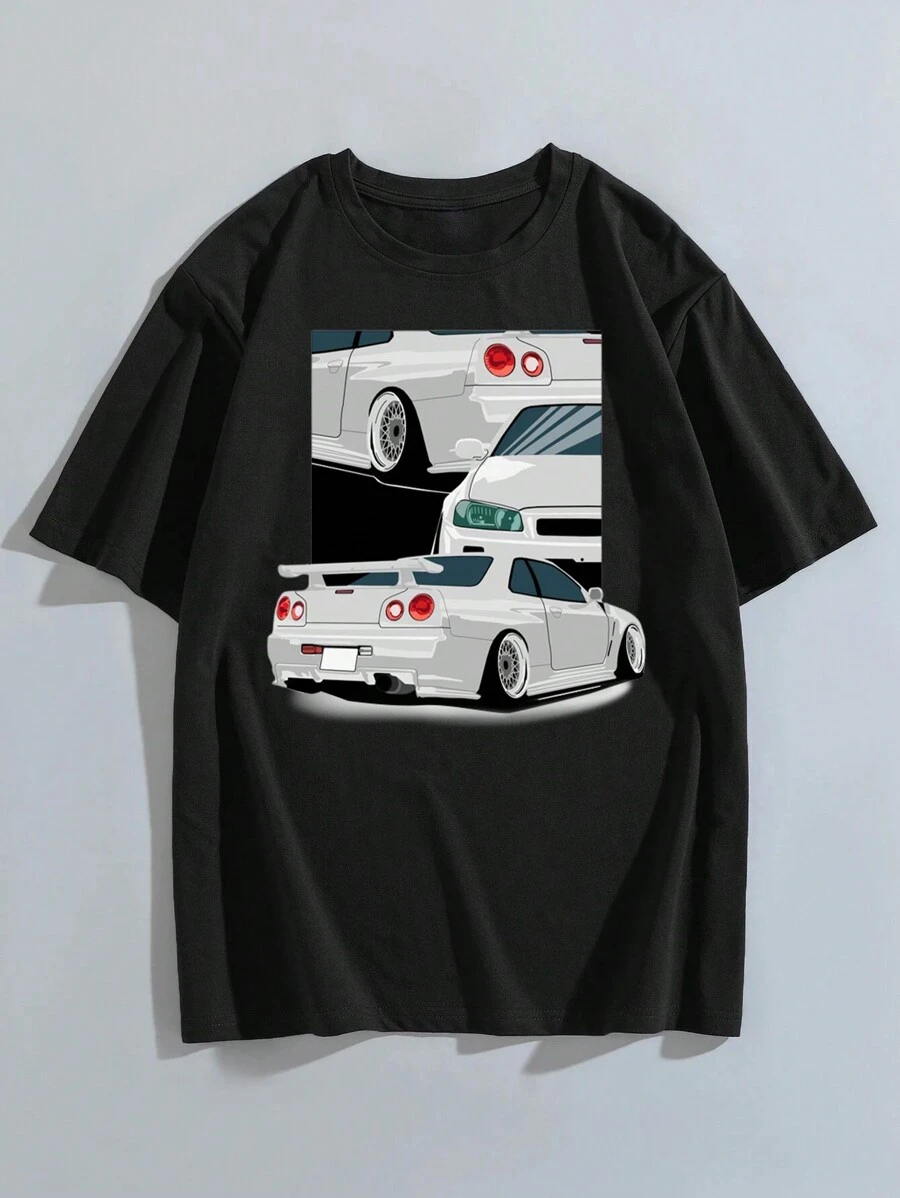 男士大碼汽車印花T恤