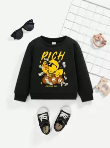 男嬰字母和卡通圖案衛衣 - 黑色 - 查看 1