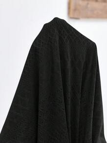 SHEIN Frenchy 大碼網眼刺繡燈籠袖前紐扣襯衫 - 黑色 - 查看 8