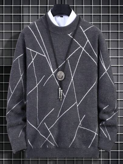 Geometrisch Lässig Herren Pullover