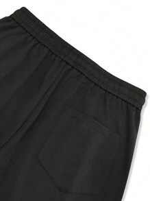 Manfinity EMRG 男士星星&字母圖形束腰寬鬆運動褲 - 黑色 - 查看 4