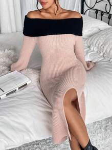 Chiquease Váy len lệch vai xẻ đùi - Nhiều màu - Xem 3