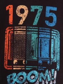 Young Boy Letter Graphic Colorblock Hoodie & Sweatpants - Multicolor - View 7