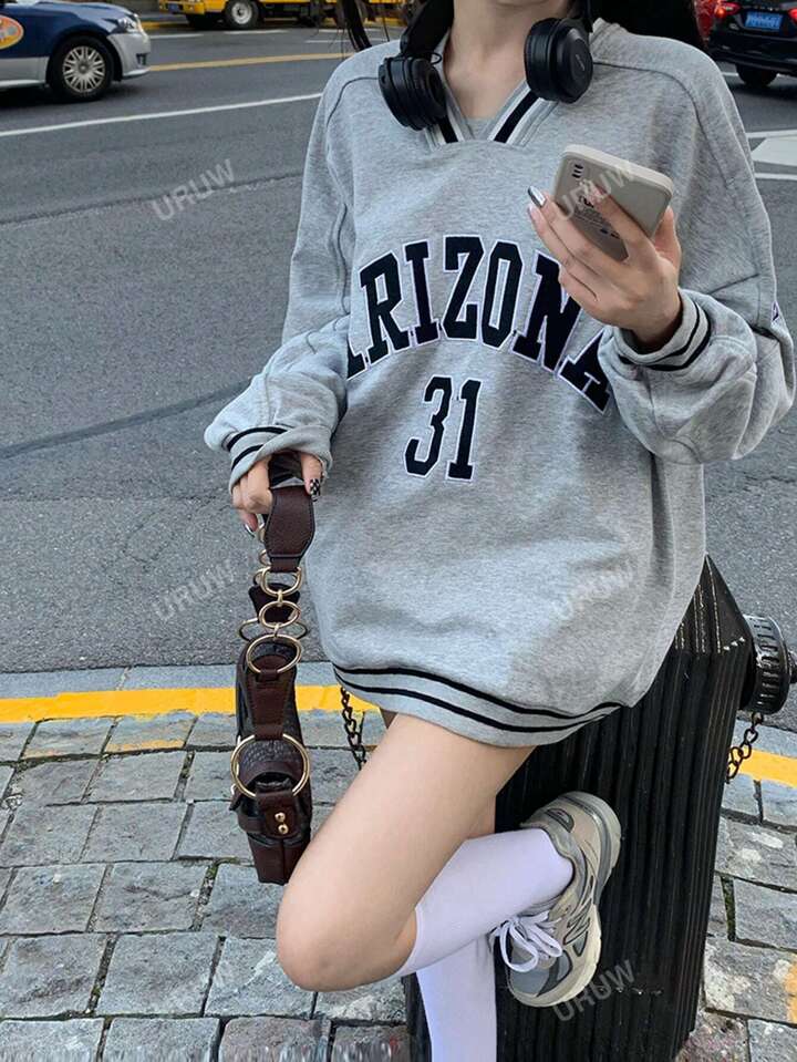 Honeyspot 文字グラフィック ドロップショルダー オーバーサイズプルオー SHEIN Honeyspot 文字グラフィック ドロップショルダー オーバー