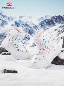 HOBIBEAR Trẻ em Mùa Đông Bốt Tuyết Ấm áp Không thấm nước Chống trượt Giày dép Đối với Con trai & Cô gái - trắng - Xem 5