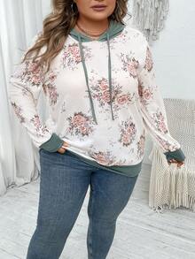 SHEIN LUNE 大码印花抽绳卫衣 - 白色 - 查看 3