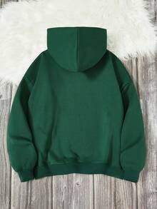 少女字母图案落肩卫衣 - 軍綠色 - 查看 2