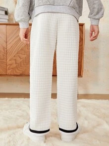 SHEIN 男大童斜口袋衍縫衛褲 - 白色 - 查看 3