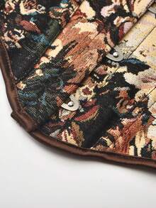 Plus Size Floral Print Backless Tie Corset Top, Suitable For New Year Party, Valentine's Day, Holiday, Easter Dress, Halloween Costume, Vintage - Black - View 5