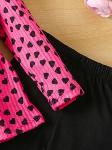SHEIN 少女秋季2入組心形印花服裝 - 彩色 - 查看 5