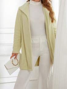 SHEIN LUNE Abrigo teddy unicolor con parte delantera abierta