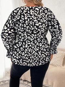 Celure 大碼通體印花喇叭袖荷葉邊襯衫 - 彩色 - 查看 2