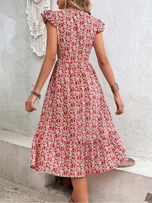 Breezaya 碎花打褶荷葉邊連衣裙 - 彩色 - 查看 2