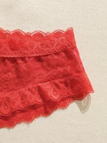 SHEIN Floral Lace Panty - Red - View 3