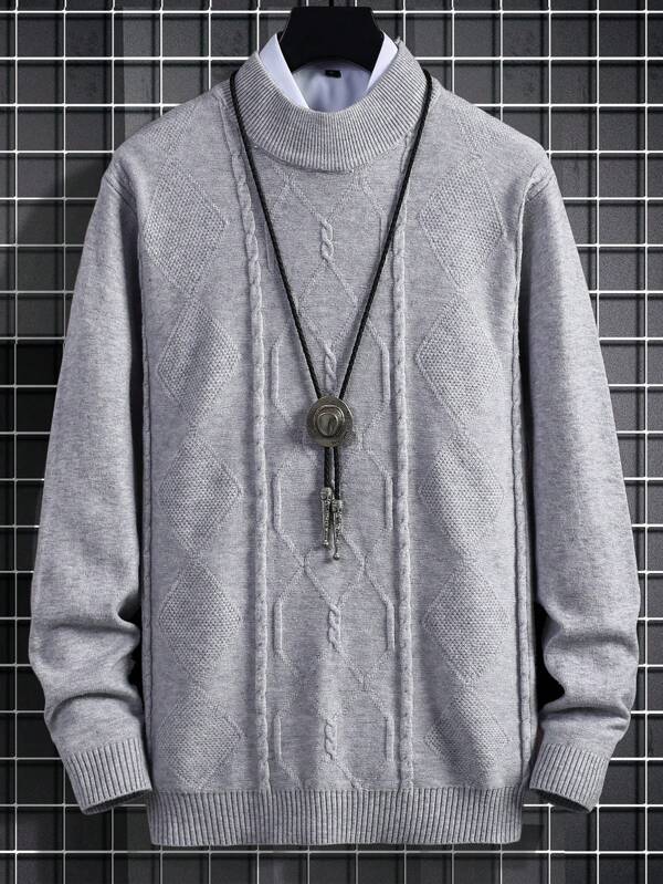 Männer Pullover mit Einfarbig Stehkragen, ohne Hemd