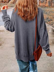 Felpa oversized con grafica lettera spalle cadenti