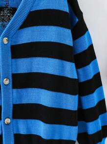 Young Boy Striped & Christmas Tree Pattern Drop Shoulder Cardigan - Multicolor - View 4