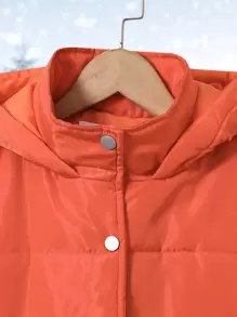 SHEIN Tween Girl 1 件落肩连帽棉服外套