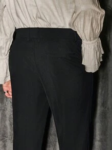 Manfinity NiteLyfe Men Slant Pocket Solid Suit Pants - Black - View 4