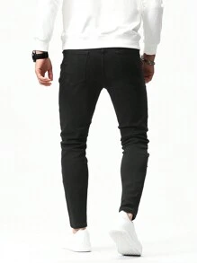 Manfinity LEGND Men Ripped Skinny Jeans - Black - View 2