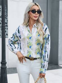 Aveloria Allover Print Drop Shoulder Shirt - Multicolor - View 3