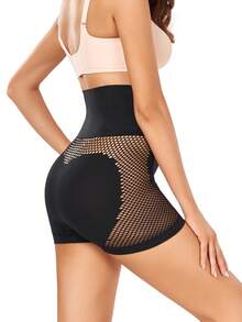 High Waist Tummy Control Butt Lifting Thigh Slimmer Shapewear Shorts - Black - View 4