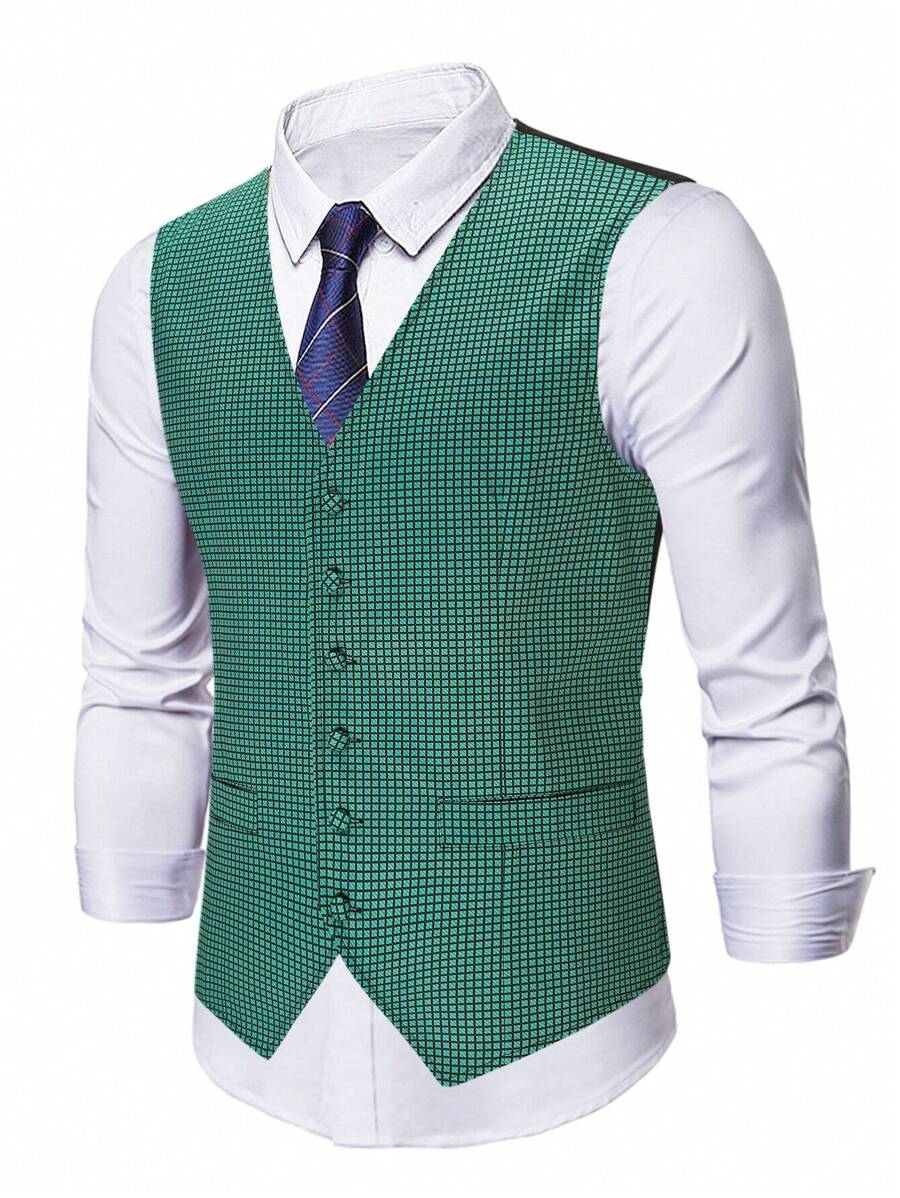 Manfinity Mode Men Plus 1pc Plaid Print Waistcoat