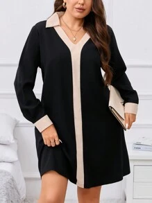 SHEIN Clasi Plus Contrast Trim Tunic Dress