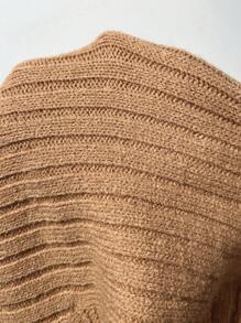 SHEIN Unity Áo len crop top không có nút phía trước - Màu Khaki - Xem 7