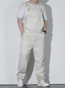 Manfinity Homme Men Plus Flap Pocket Denim Overalls Without Tee - Apricot - View 6