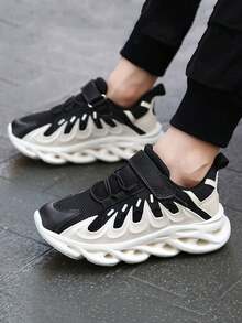 孩子們的時尚透氣休閒運動鞋 - 黑色 - 查看 3