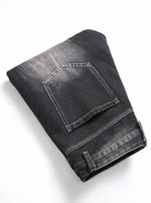 Tween Boy Ripped Frayed Cat Scratch Jeans - Black - View 6