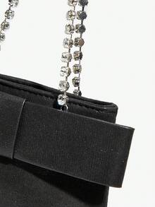 SHEIN BAE 閃亮、閃光、迷人、優雅、精緻、安靜奢華多用途簡約時尚手提包，帶水鑽裝飾蝴蝶結腕帶晚餐包，晚宴包，優雅水鑽水鑽，水晶裝飾，人造珍珠適合派對女孩、女士、女士、新娘非常適合派對、婚禮、舞會、晚餐/宴會送給女士的最佳禮物 - 黑色 - 查看 6