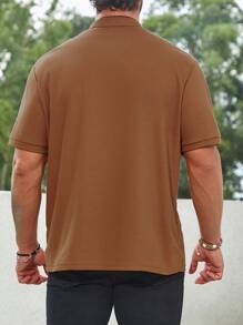 Manfinity Homme 男士大码鹿角刺繡拼接邊POLO衫 - 彩色 - 查看 2