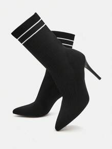 SheIn SXY 黑色高跟鞋舒服的踝靴 - 黑色 - 查看 6