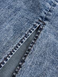 SHEIN Teen Girl Zip Back Tank Denim Dress - Light Wash - View 4