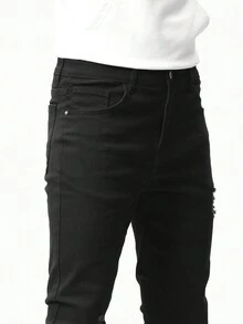 Manfinity LEGND Men Ripped Skinny Jeans - Black - View 3