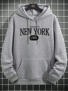 Simple Design Men Hooded Sweatshirt | Timeless Classic, For Fall - Grey - View 5
