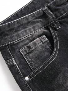 Tween Boy Ripped Frayed Cat Scratch Jeans - Black - View 5