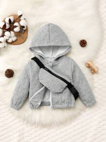 男嬰拉鍊連帽外套和包 - 灰色 - 查看 3