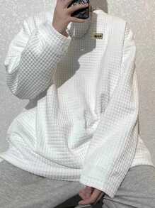 Manfinity Hypemode 男士字母拼貼落肩超大 T 卹 - 白色 - 查看 3