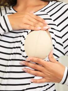 SHEIN Chi tiết in sọc dành cho bà bầu Áo thun Slim Fit - trắng - Xem 4