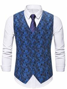 Manfinity Mode 男士大码佩斯利印花馬甲無襯衫 - 彩色 - 查看 5