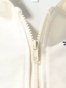 SHEIN Tween Girl Cute Fashion Multi-Cat Applique Zipper Sweatshirt, Collegiate - Apricot - View 3