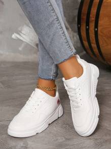 休閒平底滑板鞋,防滑女運動鞋 - 白色 - 查看 5