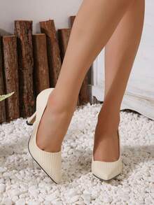 高跟泵鞋 - 米色 - 查看 4